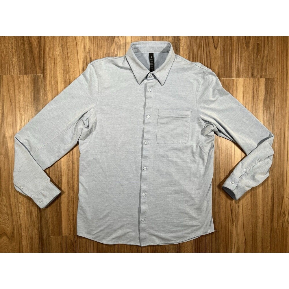 Lululemon New Venture Shirt Mens Large Blue Stretch Button Down